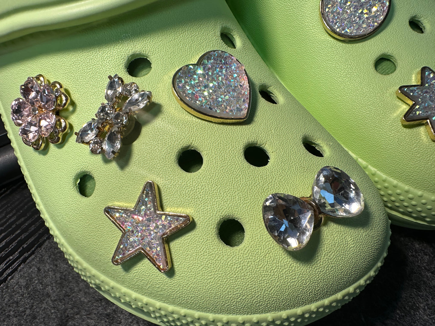 Bling Fancy Metal GEM Rhinestone Flowers round star heart bow and more Shoes Charms silver/golden for DIY Unique Special Shoes