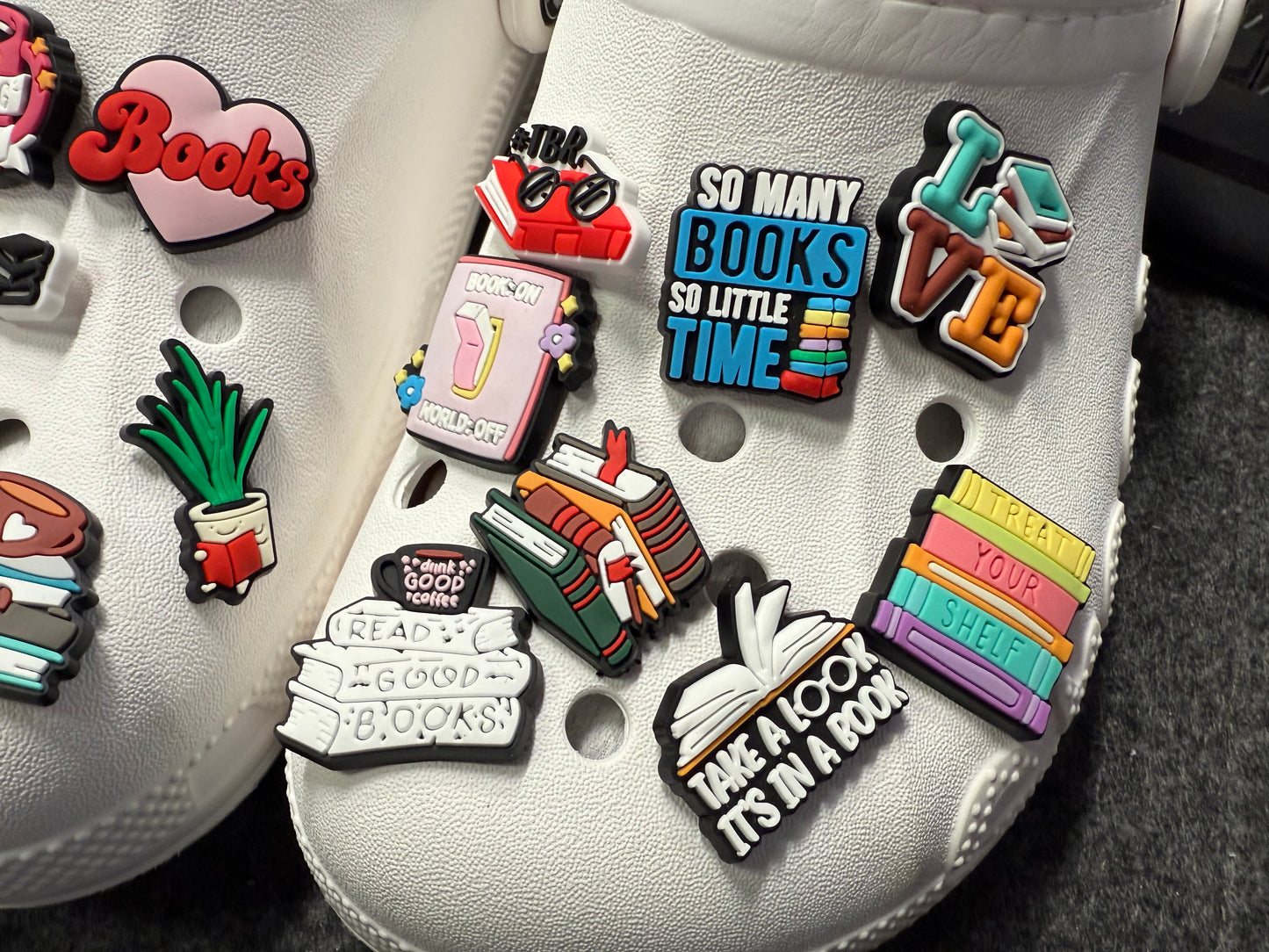 Book Lover Read book Reading Life Book Club TBR To Be Read Shelfie and more shoe charms
