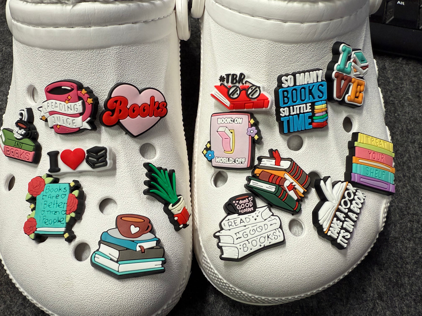 Book Lover Read book Reading Life Book Club TBR To Be Read Shelfie and more shoe charms