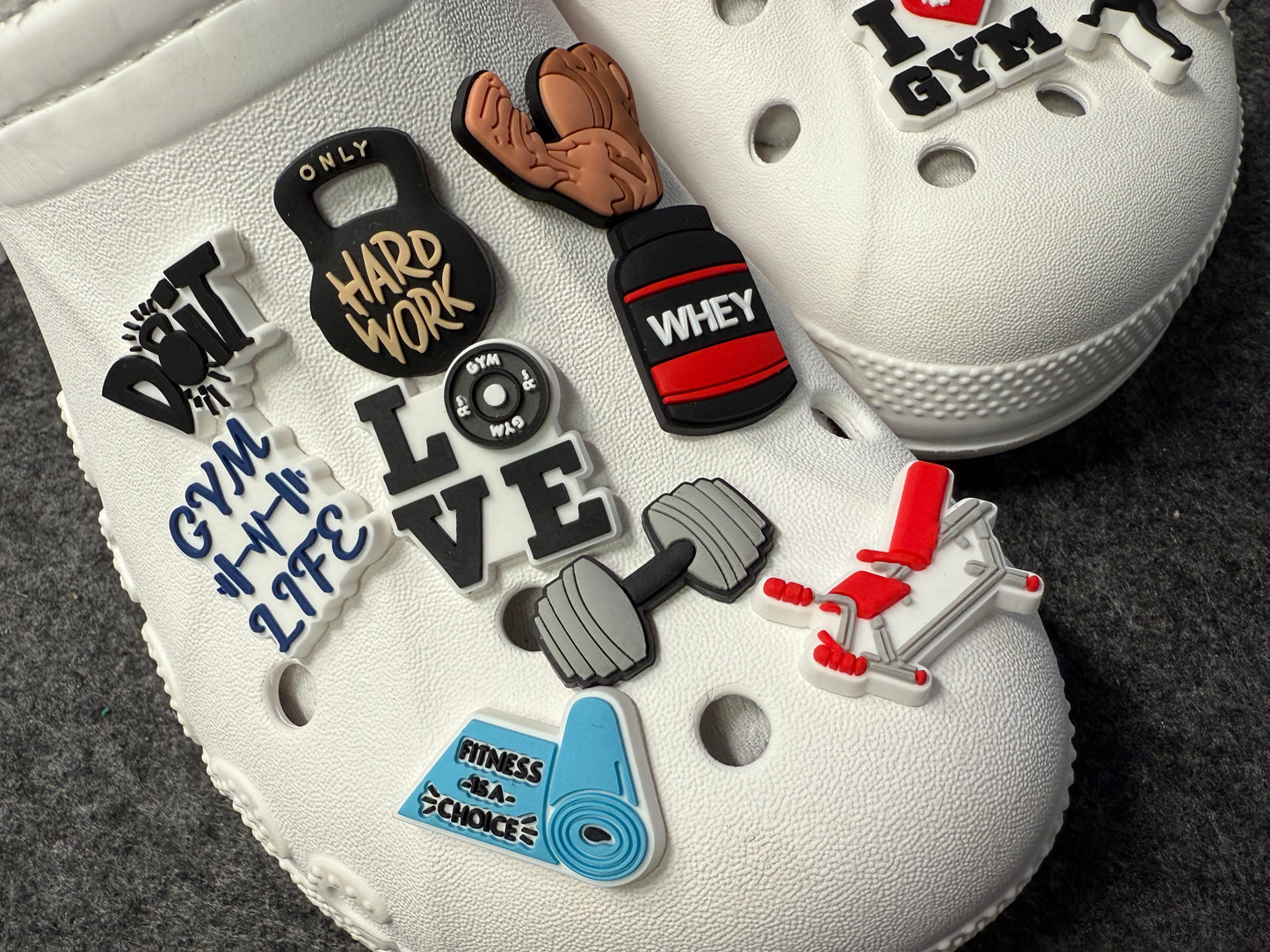 Gym Workout Exercise Fitness theme shoe charms