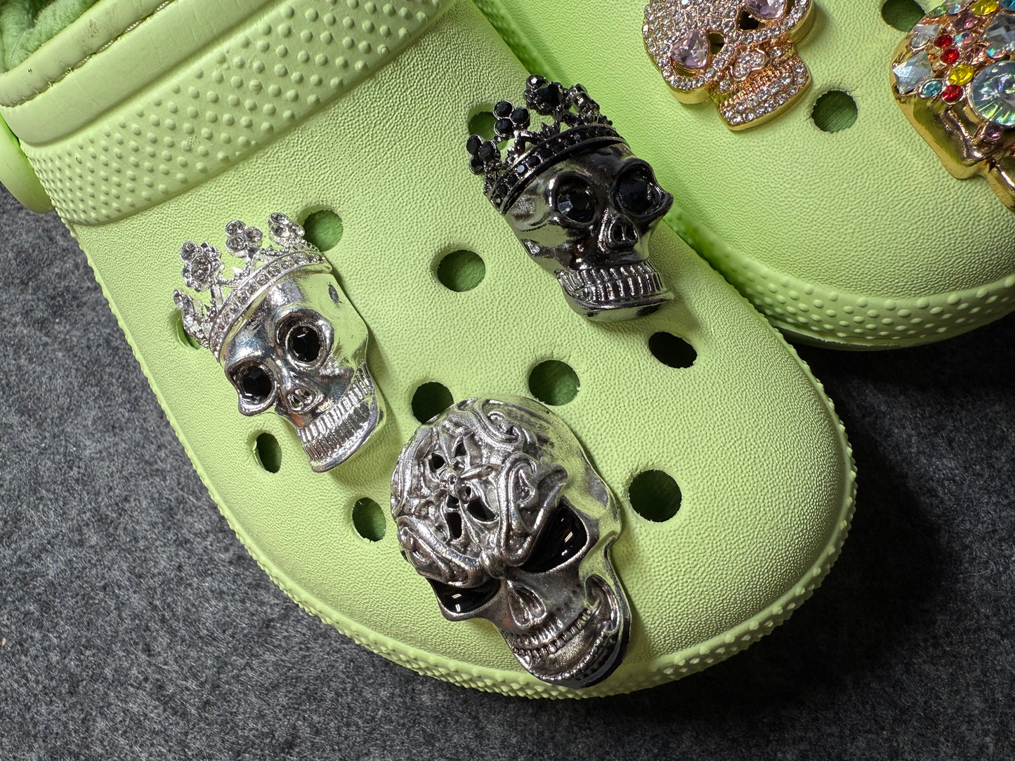 Fancy Metal rhinestone Skull skeleton Halloween Shoe Charms JuliesDecalDesign