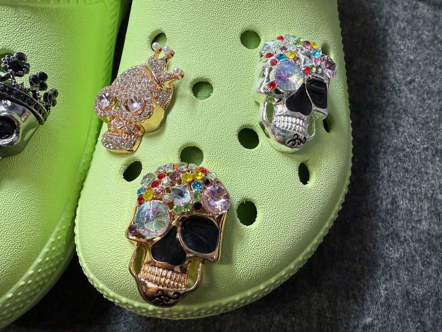 Fancy Metal rhinestone Skull skeleton Halloween Shoe Charms JuliesDecalDesign