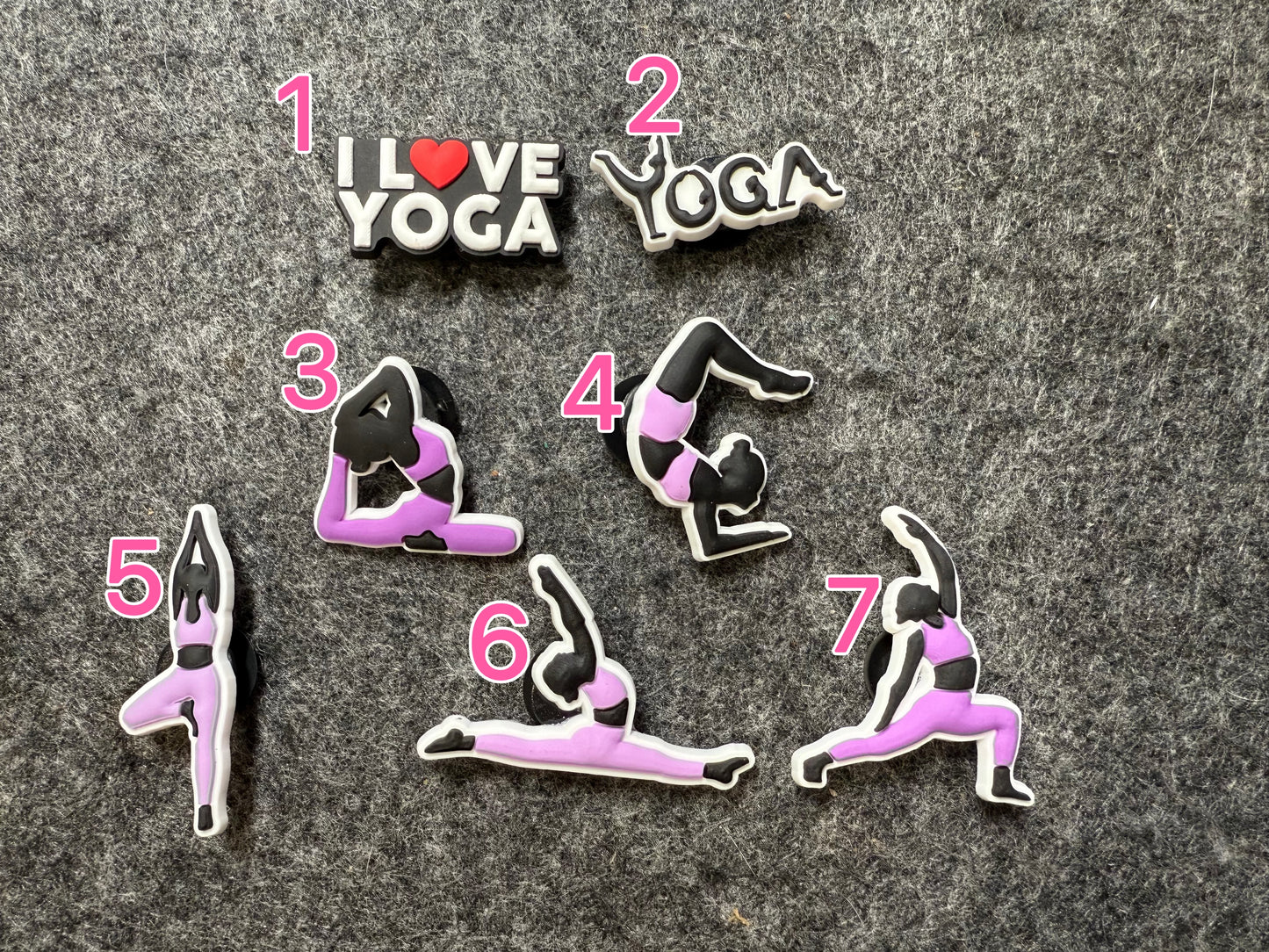 YOGA I love yoga Gym Work out Exercise theme shoe charms