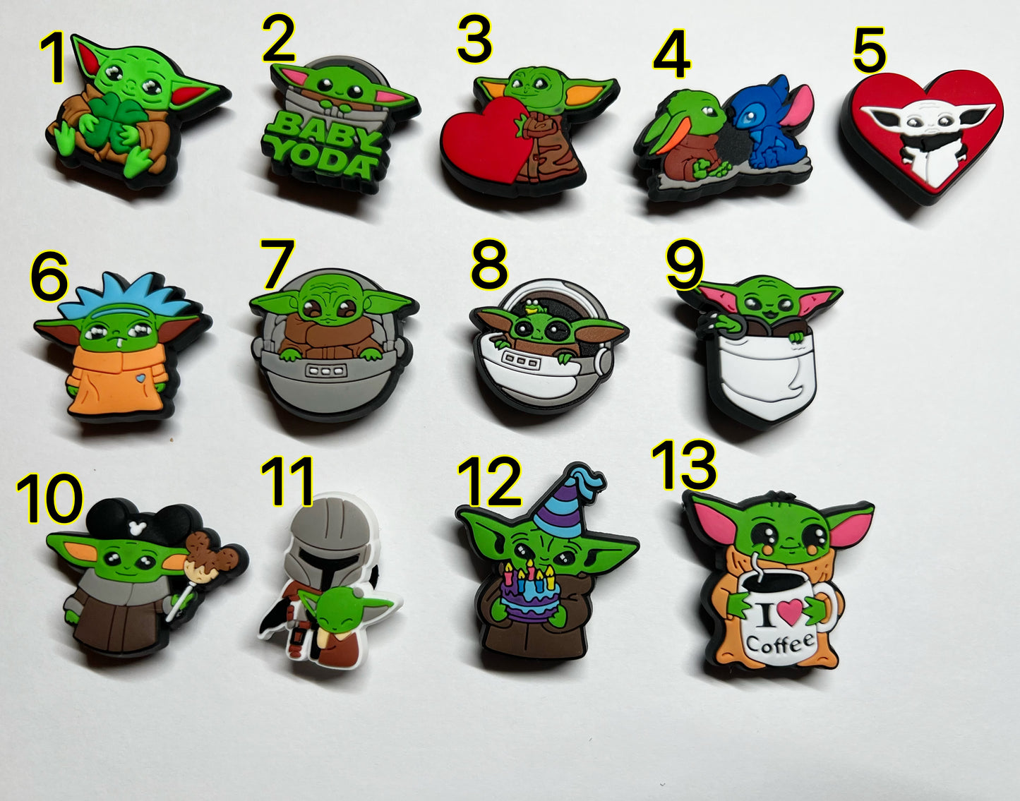 Baby Yoda movie character Cute Alien and more shoe charms