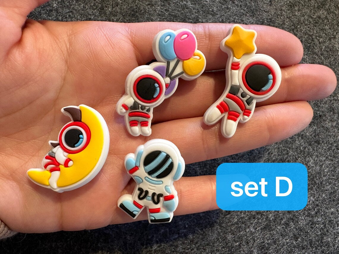 Cute Astronaut Planet Space Rocket Ship space station Theme and more shoe charms