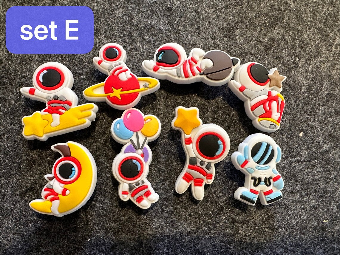 Cute Astronaut Planet Space Rocket Ship space station Theme and more shoe charms