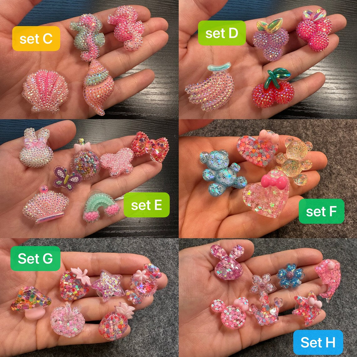 Bling Bling sequin star Aurora Glitter Resin charms for DIY Unique Special Croc Shoes Best Quality JuliesDecalDesign