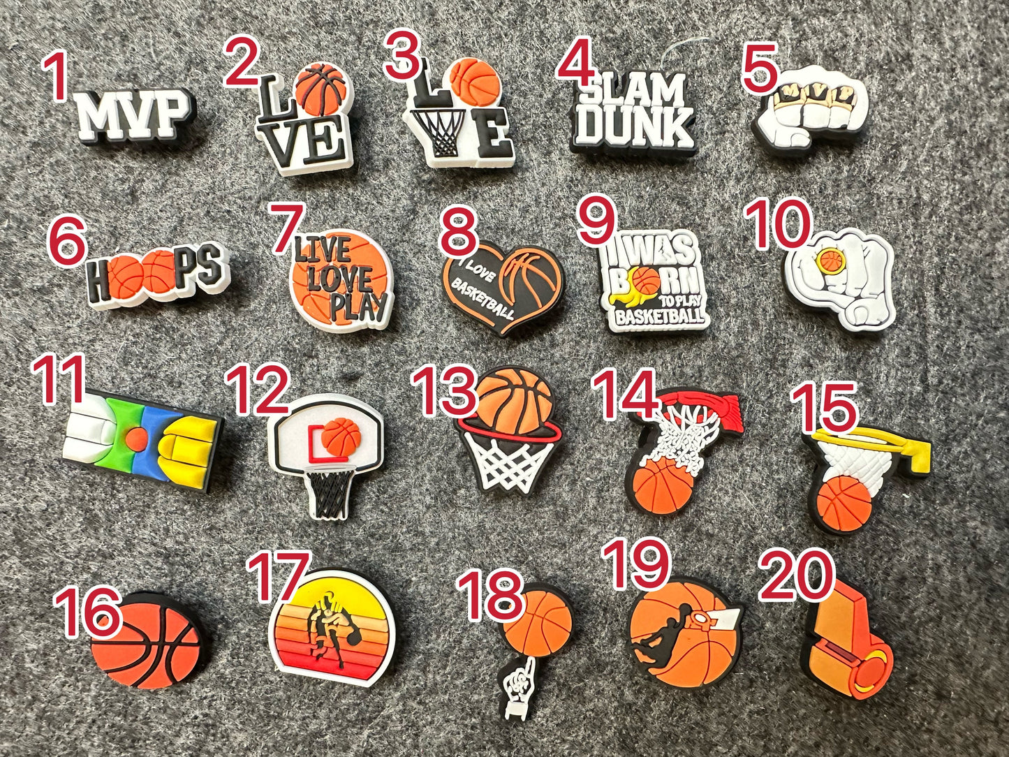 Basketball Sports Lover MVP Slam dunk Design Theme Shoe Charms