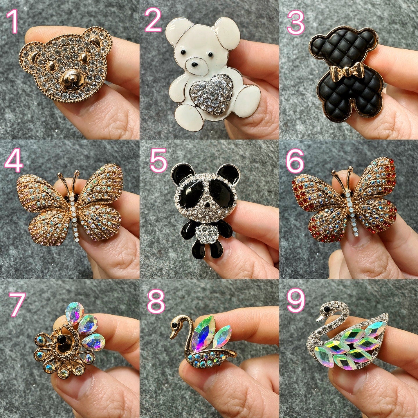 Metal GEM Bear Butterfly Swan Theme DIY Unique Special Croc Shoes Valentine's Day Gift shoe charm