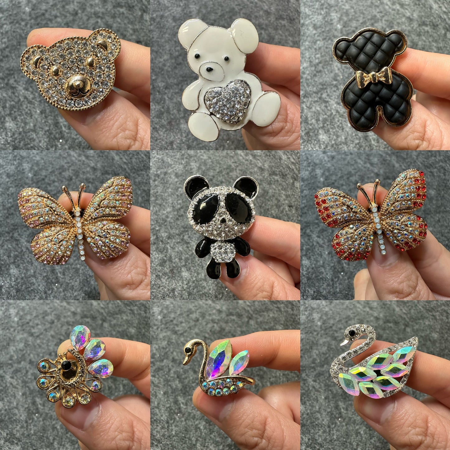 Metal GEM Bear Butterfly Swan Theme DIY Unique Special Croc Shoes Valentine's Day Gift shoe charm