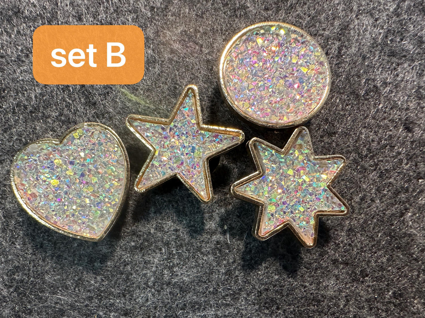 Bling Fancy Metal GEM Rhinestone Flowers round star heart bow and more Shoes Charms silver/golden for DIY Unique Special Shoes