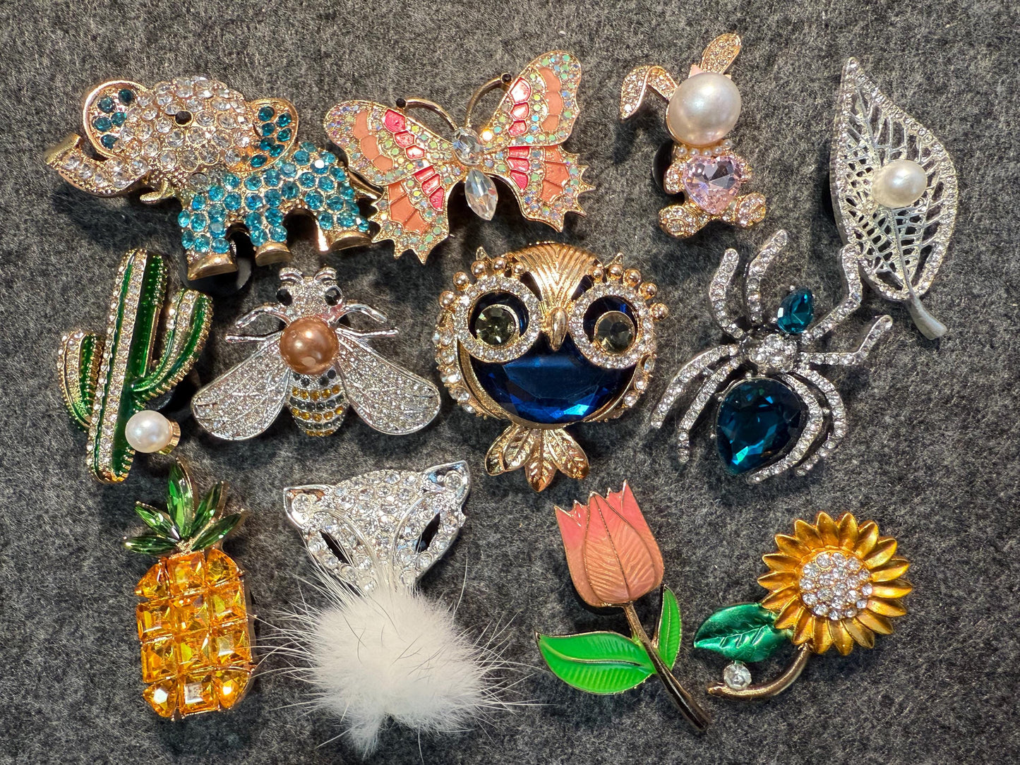 Fancy Metal GEM Rhinestone Flowers Bird Butterfly Cactus Pineapple Owl Spider Elephant and more Shoes Charms for DIY Unique Special Shoes