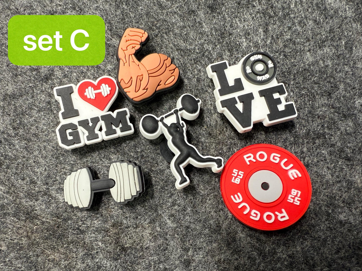 Gym Workout Exercise Fitness theme shoe charms