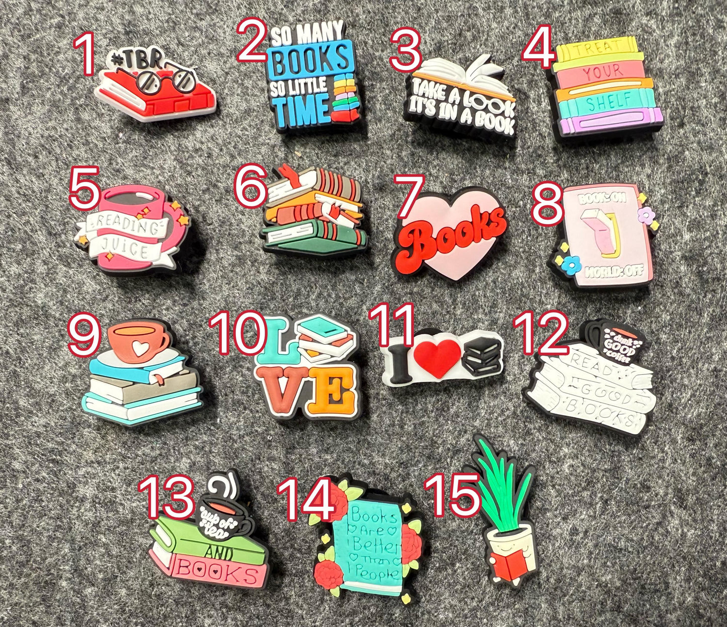 Book Lover Read book Reading Life Book Club TBR To Be Read Shelfie and more shoe charms