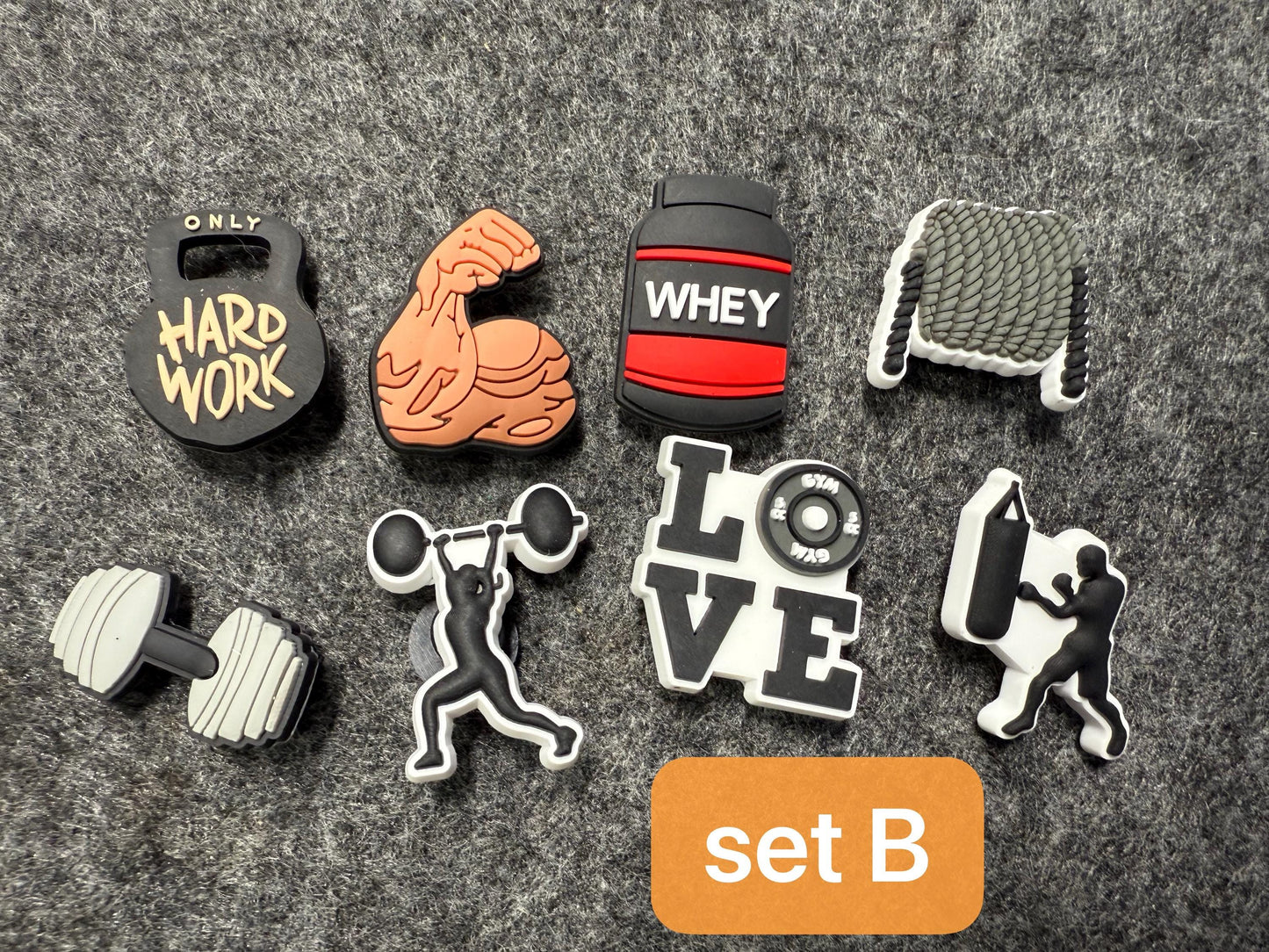 Gym Workout Exercise Fitness theme shoe charms