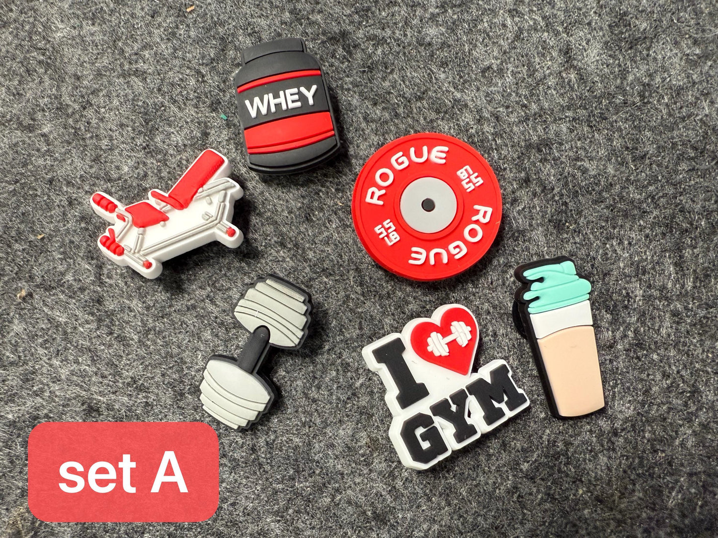 Gym Workout Exercise Fitness theme shoe charms