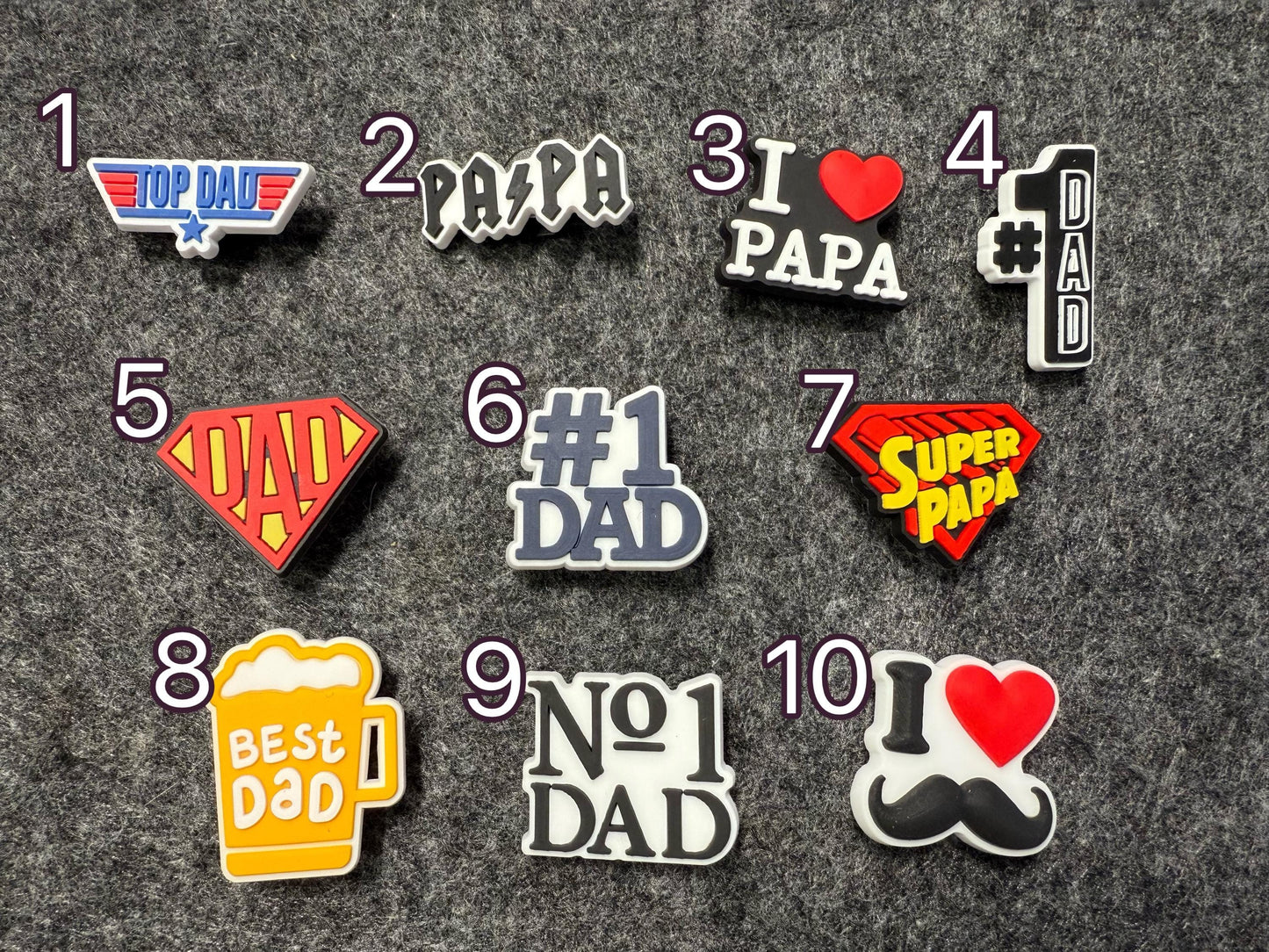 I love Dad PAPA Father's Day Gifts shoe charms