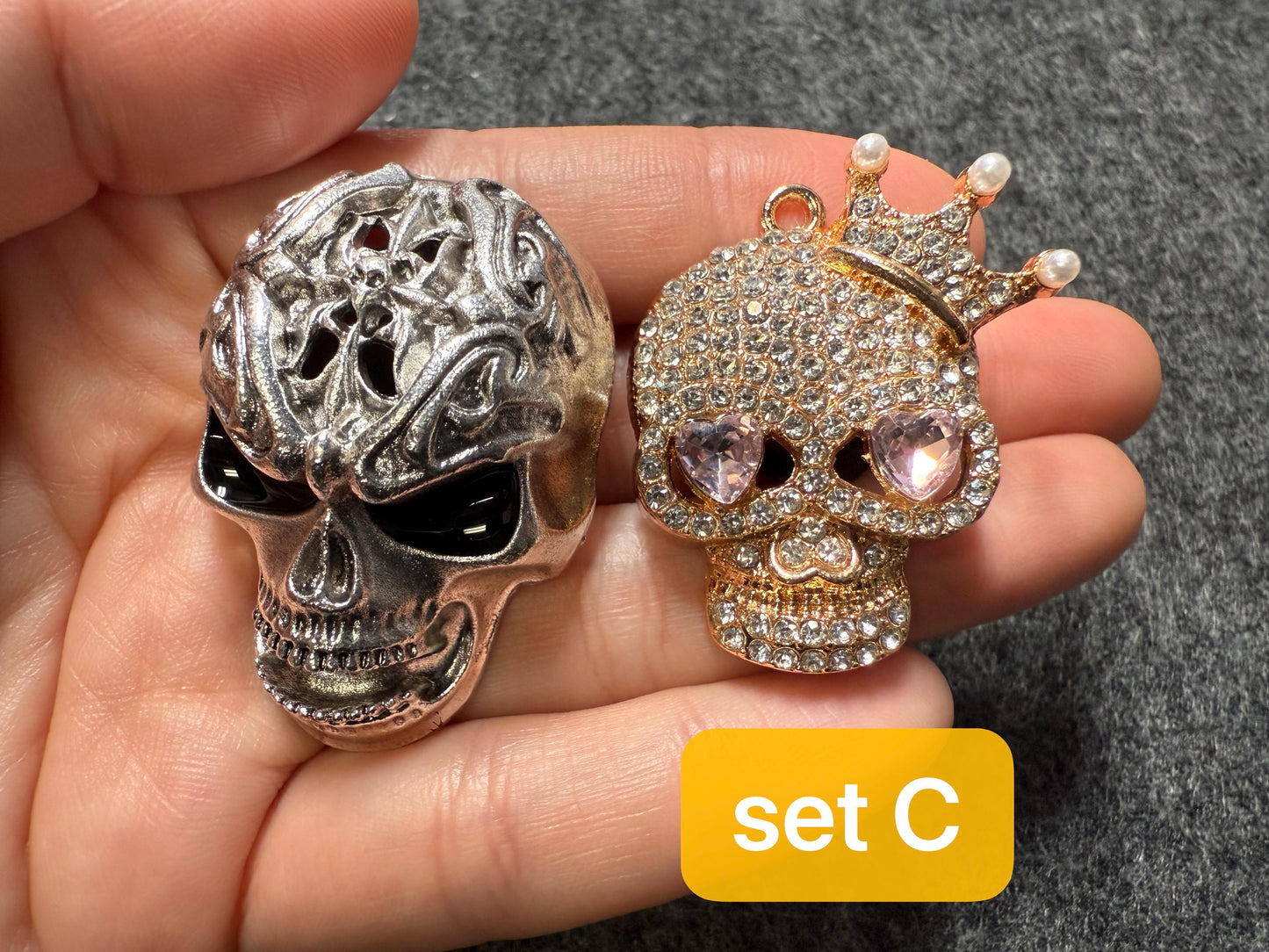 Fancy Metal rhinestone Skull skeleton Halloween Shoe Charms JuliesDecalDesign