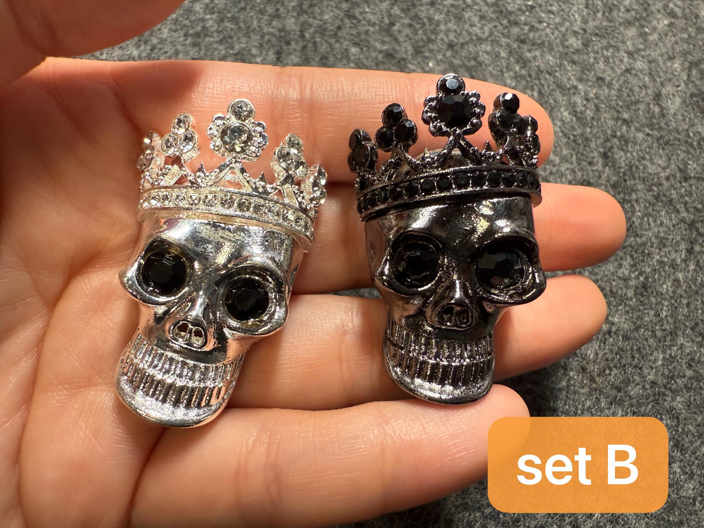 Fancy Metal rhinestone Skull skeleton Halloween Shoe Charms JuliesDecalDesign