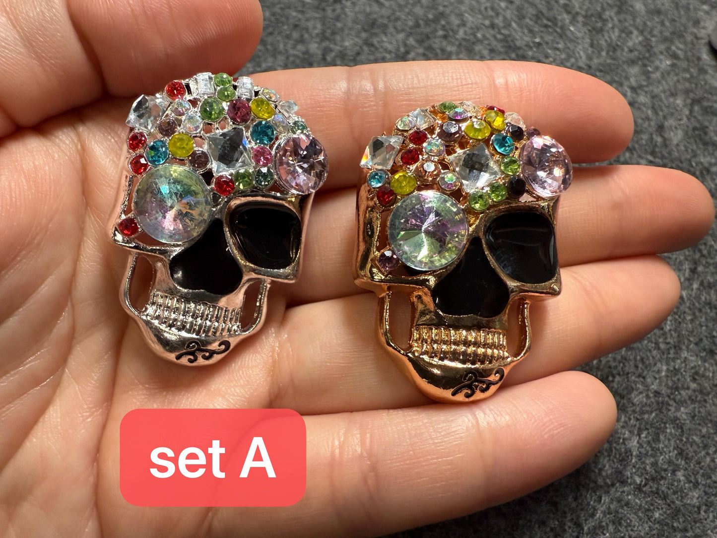 Fancy Metal rhinestone Skull skeleton Halloween Shoe Charms JuliesDecalDesign