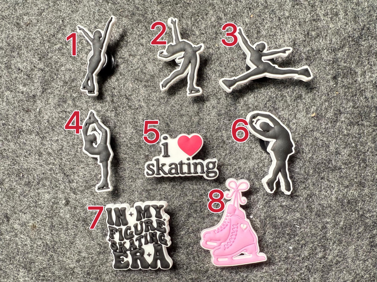 Skating I love Skating Ice Skating Exercise theme shoe charms