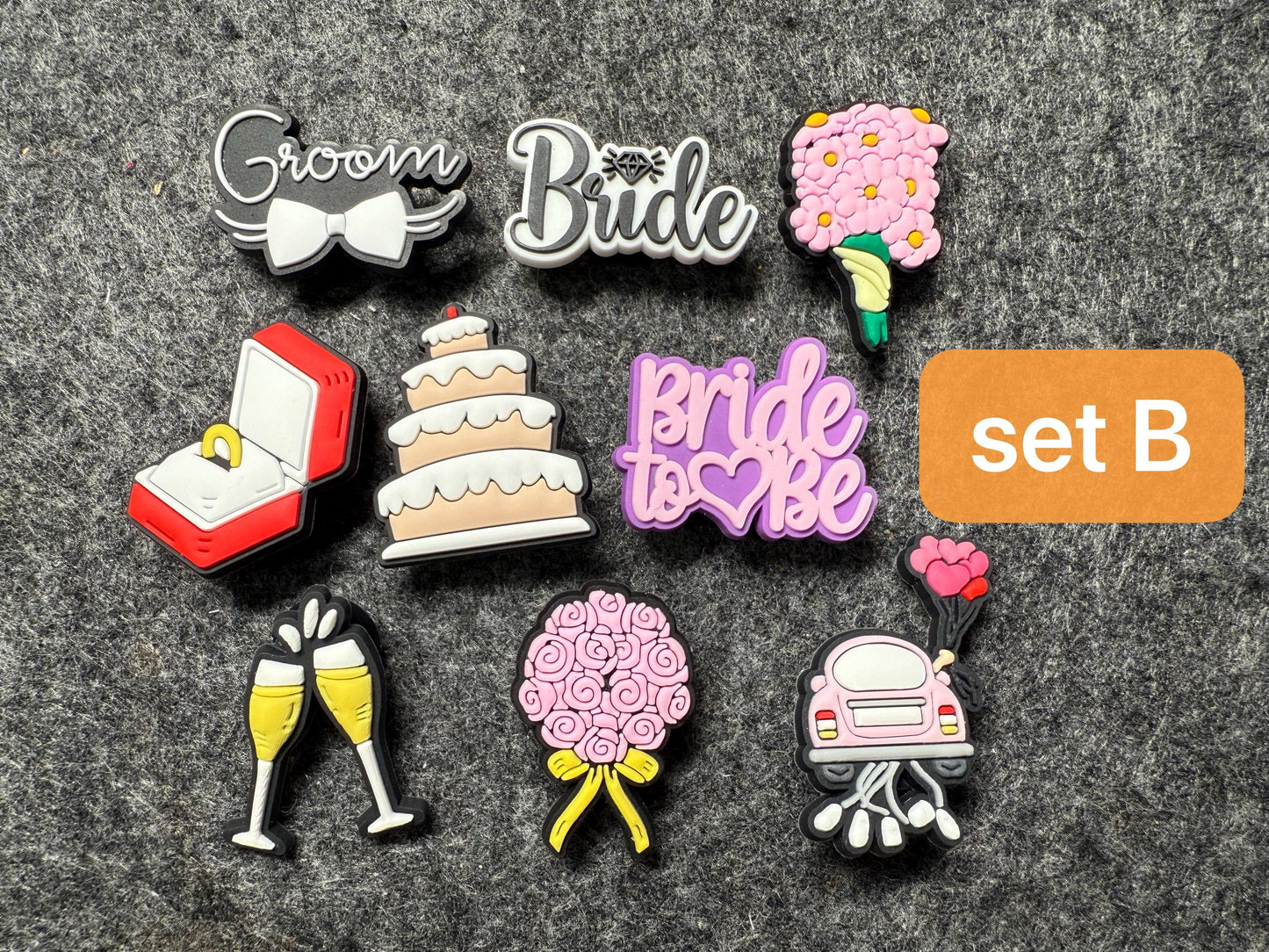 Wedding Bride and Groom Design Marriage Theme Shoe Charms Best Quality JuliesDecalDesign
