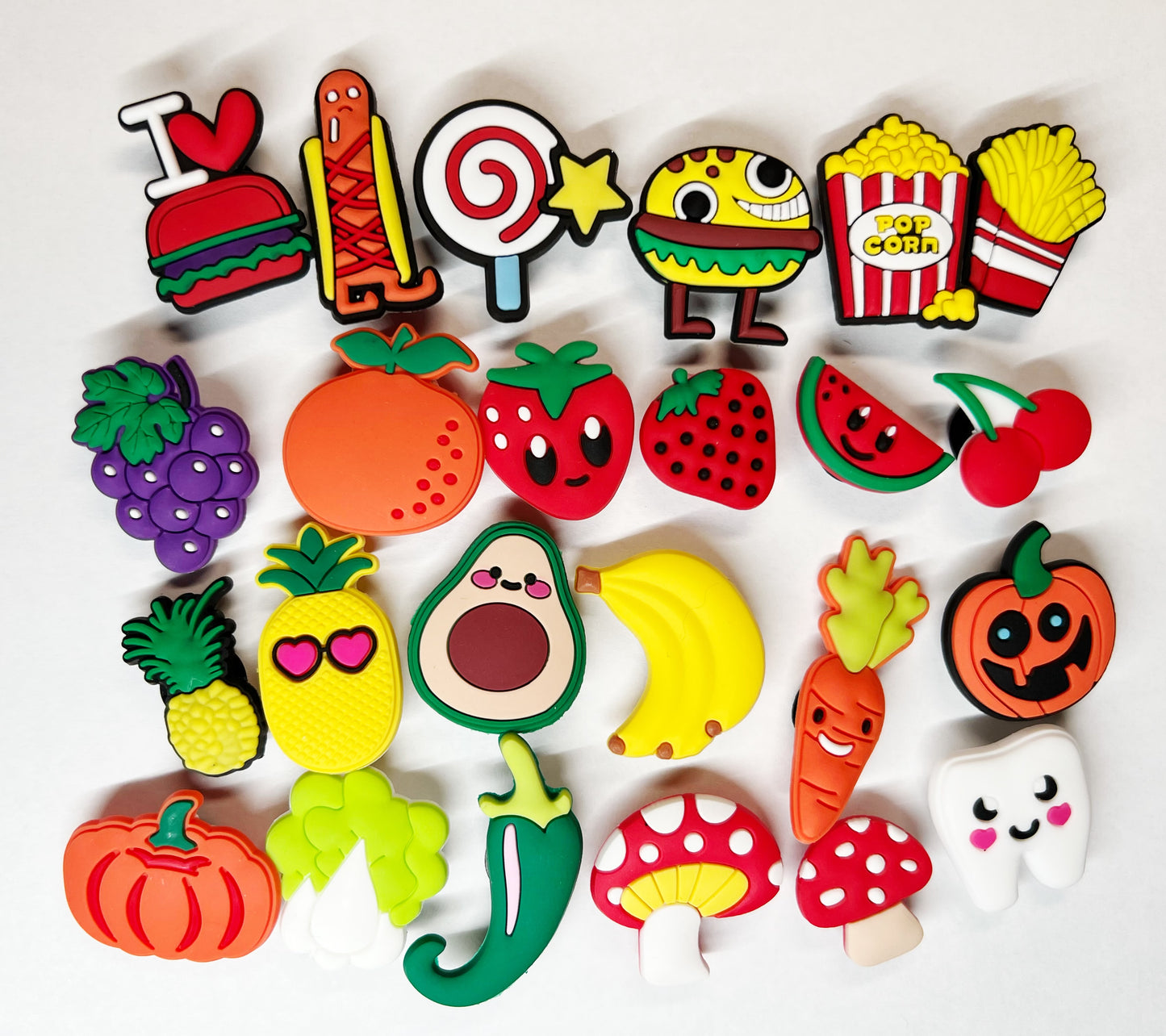 Yummy food Fries Avocado Mushroom pumpkin Carrot Watermelon Strawberry Pineapple Grape Farm and more Shoe Charms Julies Decal