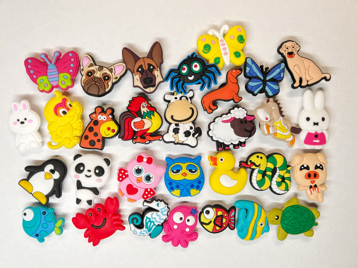 Animales lindos, mascotas, granja, Panda, tortuga, cangrejo, acuario, zoológico, animales y más dijes para zapatos, calcomanía de Julies