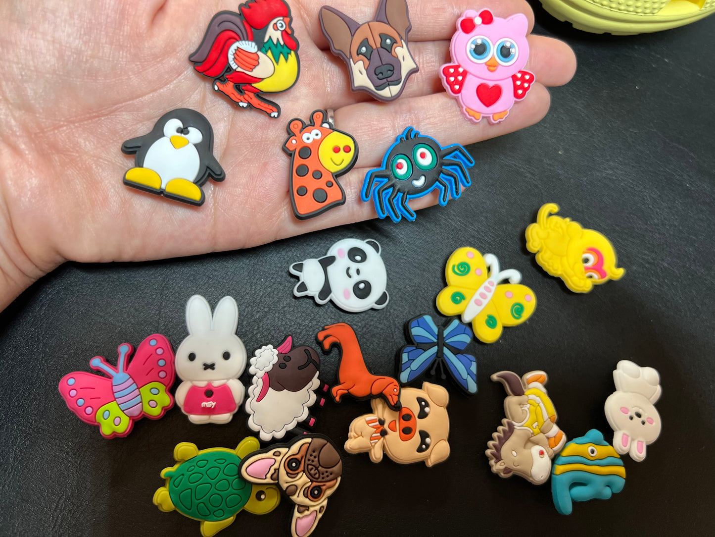 Animales lindos, mascotas, granja, Panda, tortuga, cangrejo, acuario, zoológico, animales y más dijes para zapatos, calcomanía de Julies
