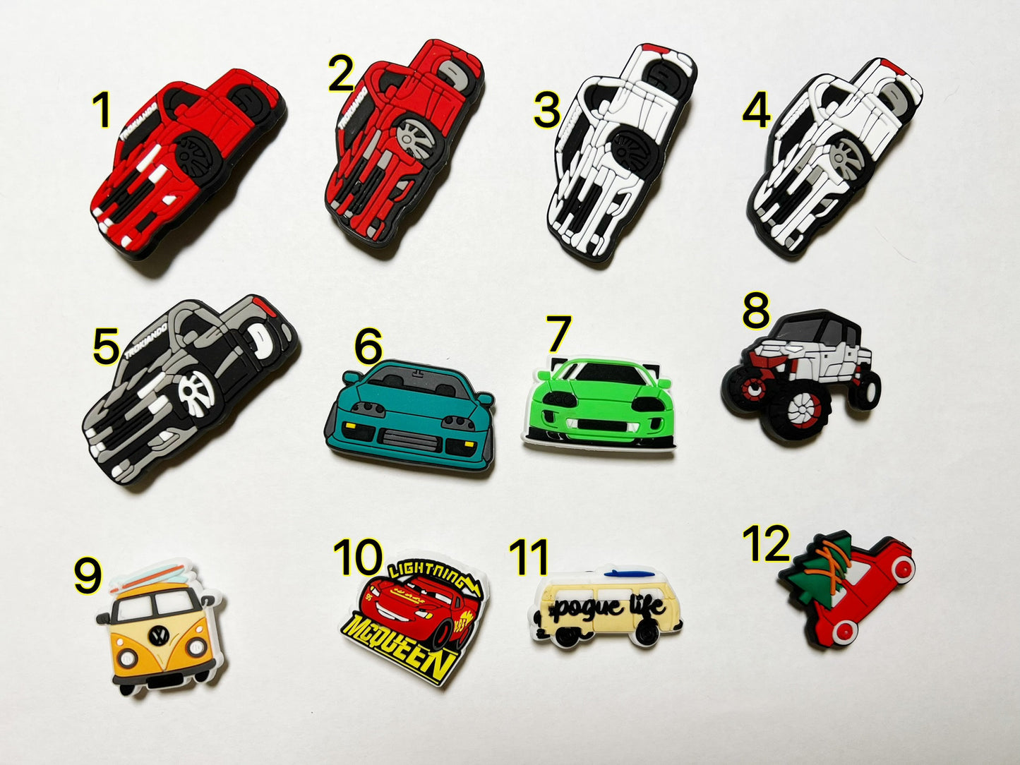 Cars race cars pick up trucks minivans and more shoe charms