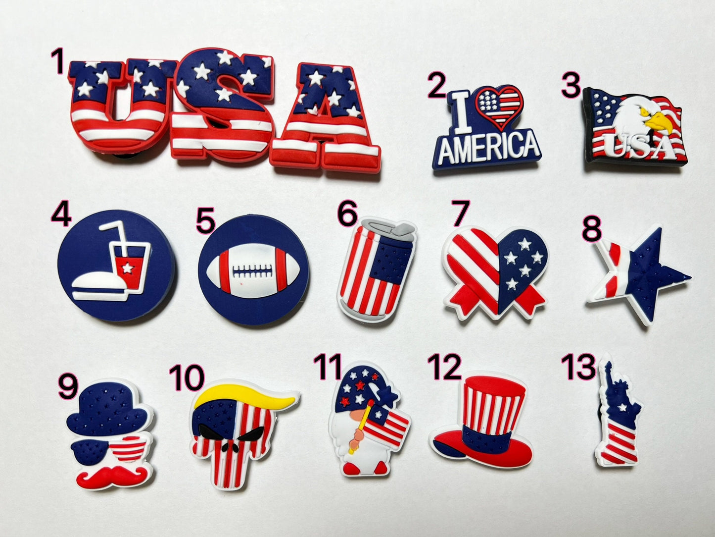Amuletos de zapatos patrióticos de Estados Unidos América