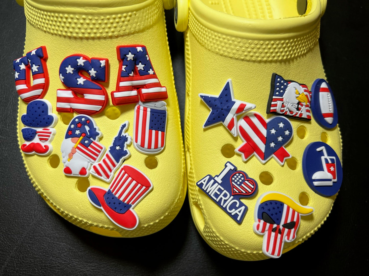 Amuletos de zapatos patrióticos de Estados Unidos América