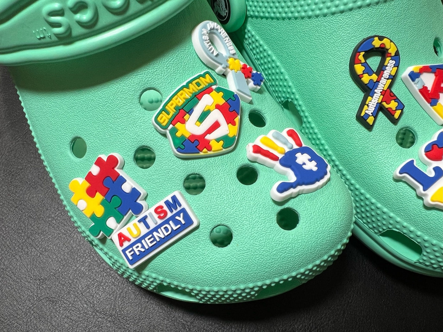 Autism Friendly Support rainbow puzzle Design Shoe Charms JuliesDecalDesign