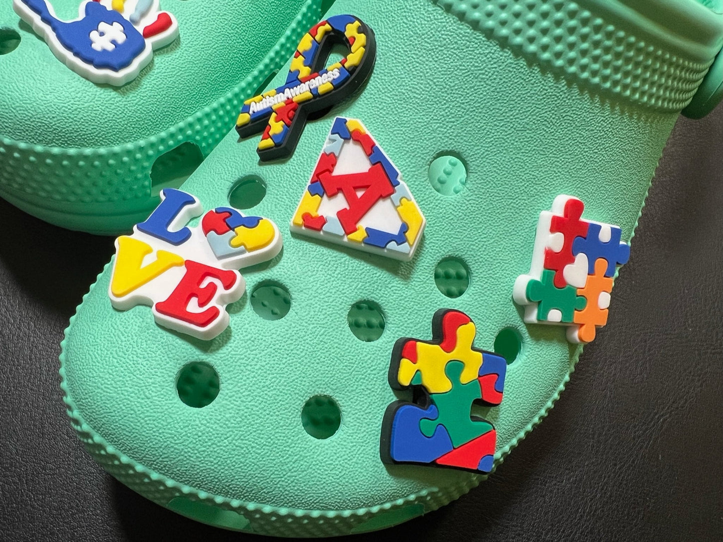 Autism Friendly Support rainbow puzzle Design Shoe Charms JuliesDecalDesign