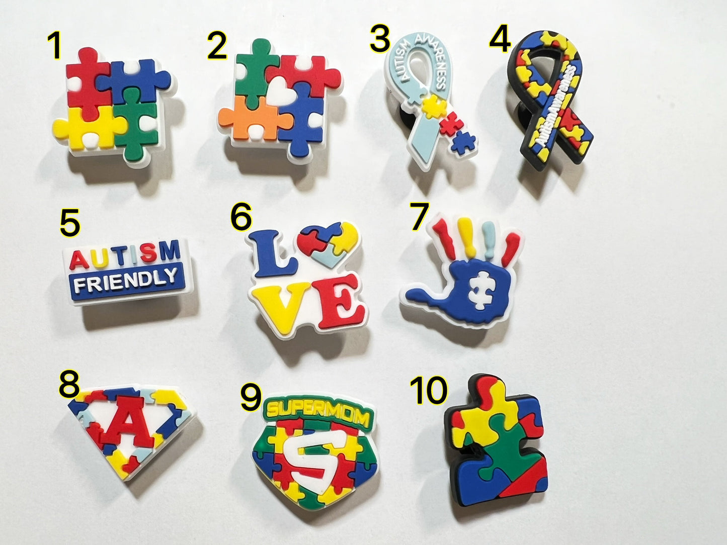 Autism Friendly Support rainbow puzzle Design Shoe Charms JuliesDecalDesign