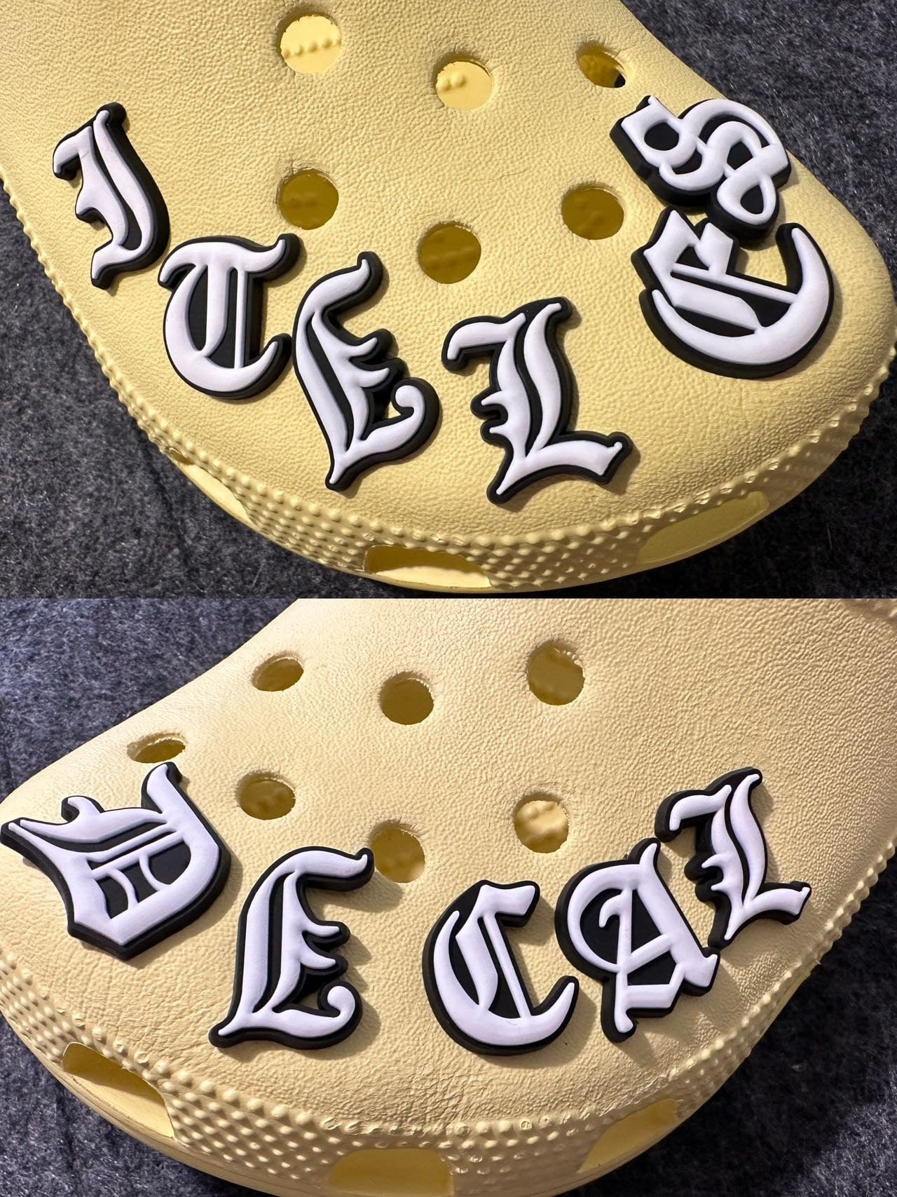 Ancient greek alphabet Design Kids Alphabet Letter Shoe Charms White and Black