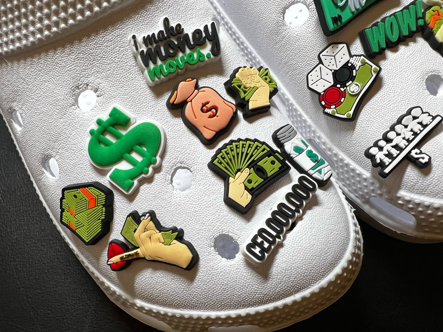 Money dollar sign money make dice cash shoe charms