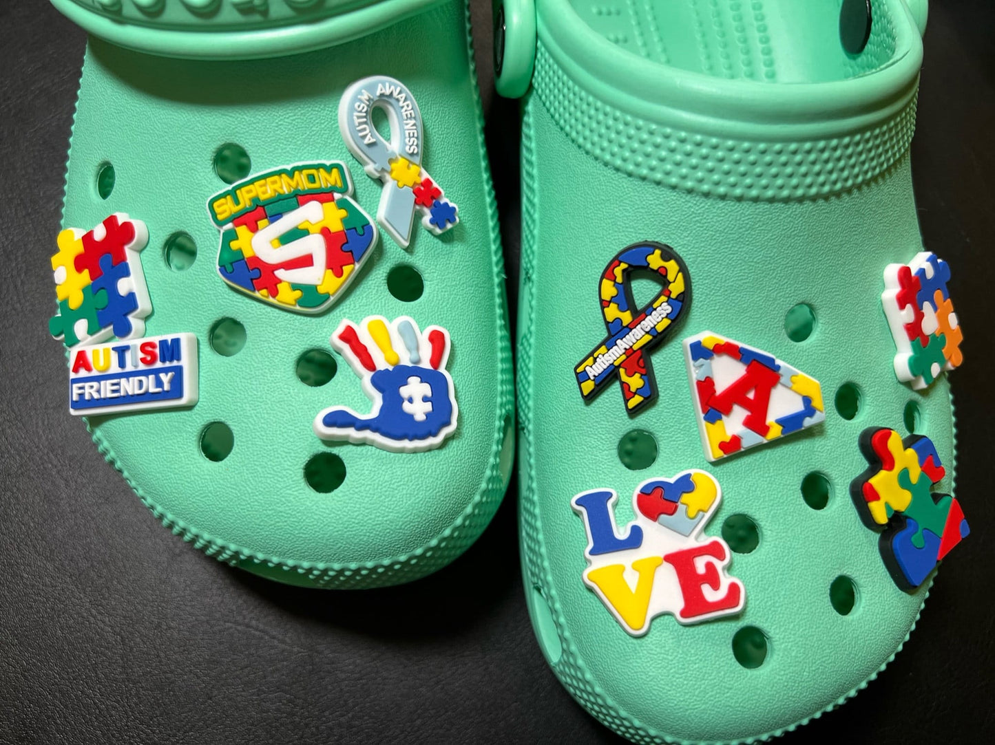 Autism Friendly Support rainbow puzzle Design Shoe Charms JuliesDecalDesign