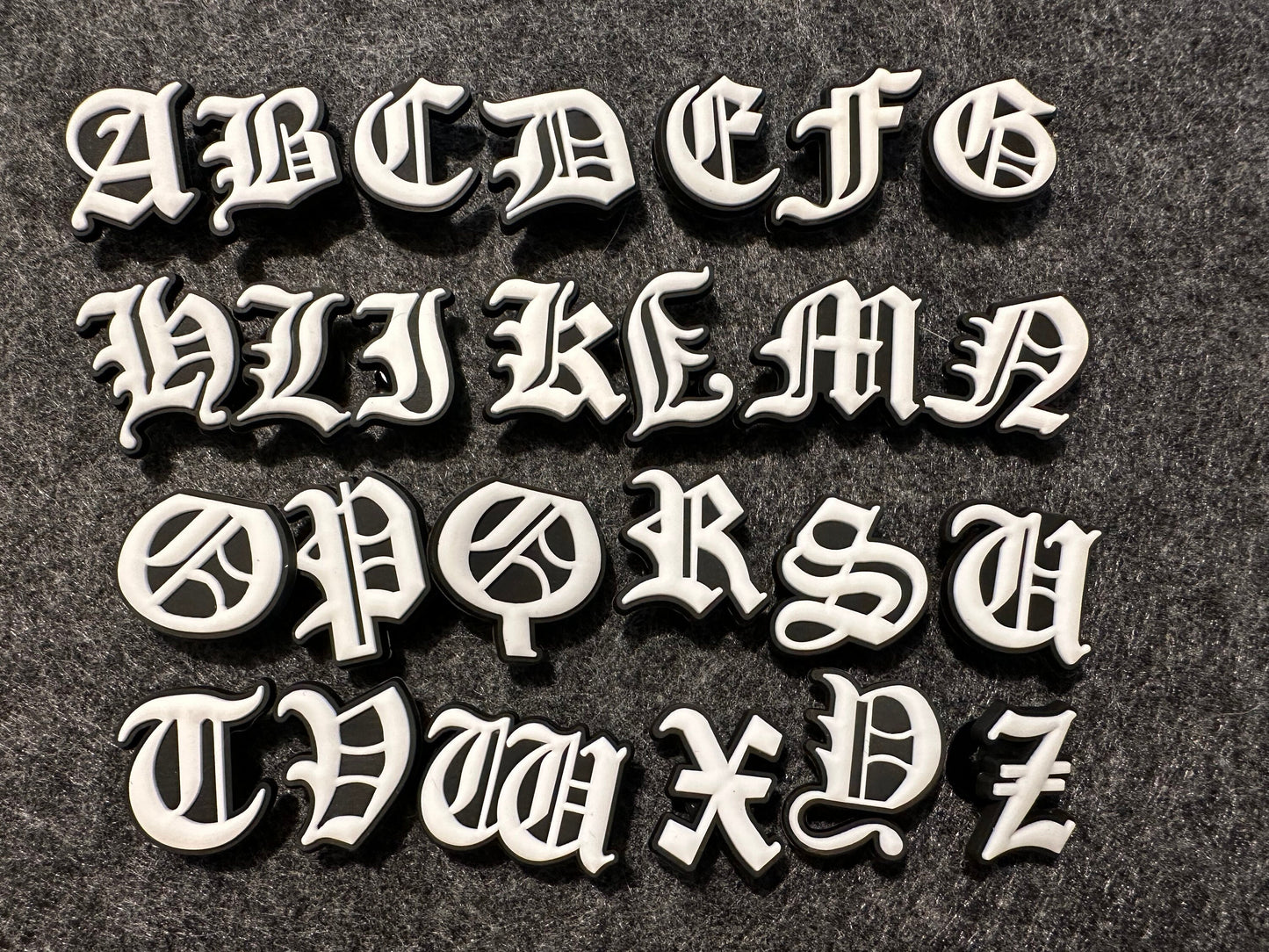 Ancient greek alphabet Design Kids Alphabet Letter Shoe Charms White and Black