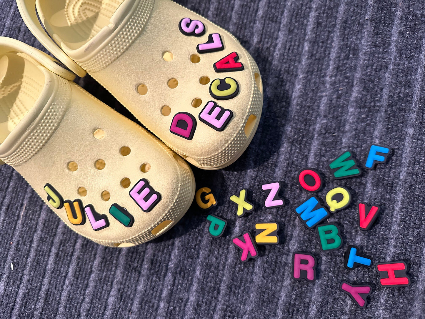 Colorful Design Kids Alphabet Letter Shoe Charms Best Quality JuliesDecalDesign