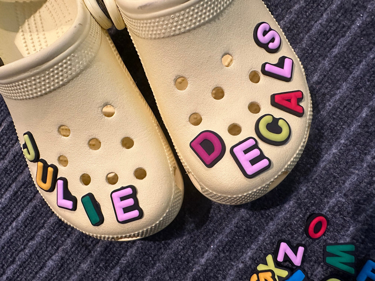 Colorful Design Kids Alphabet Letter Shoe Charms Best Quality JuliesDecalDesign