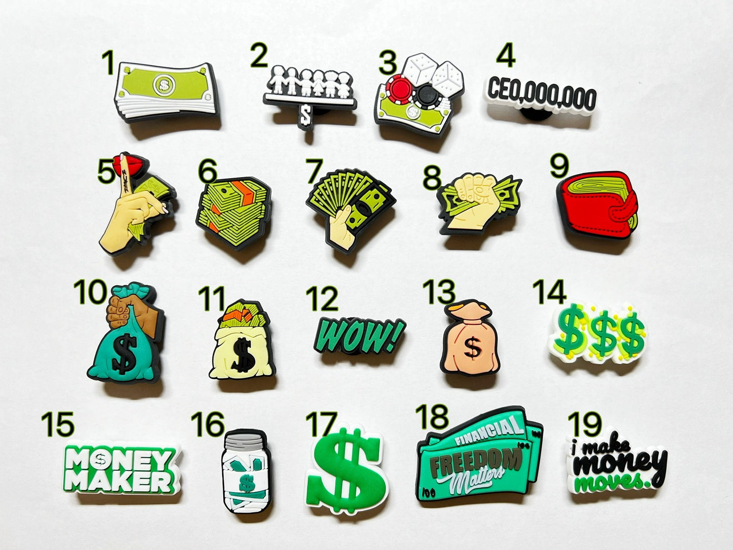 Money dollar sign money make dice cash shoe charms