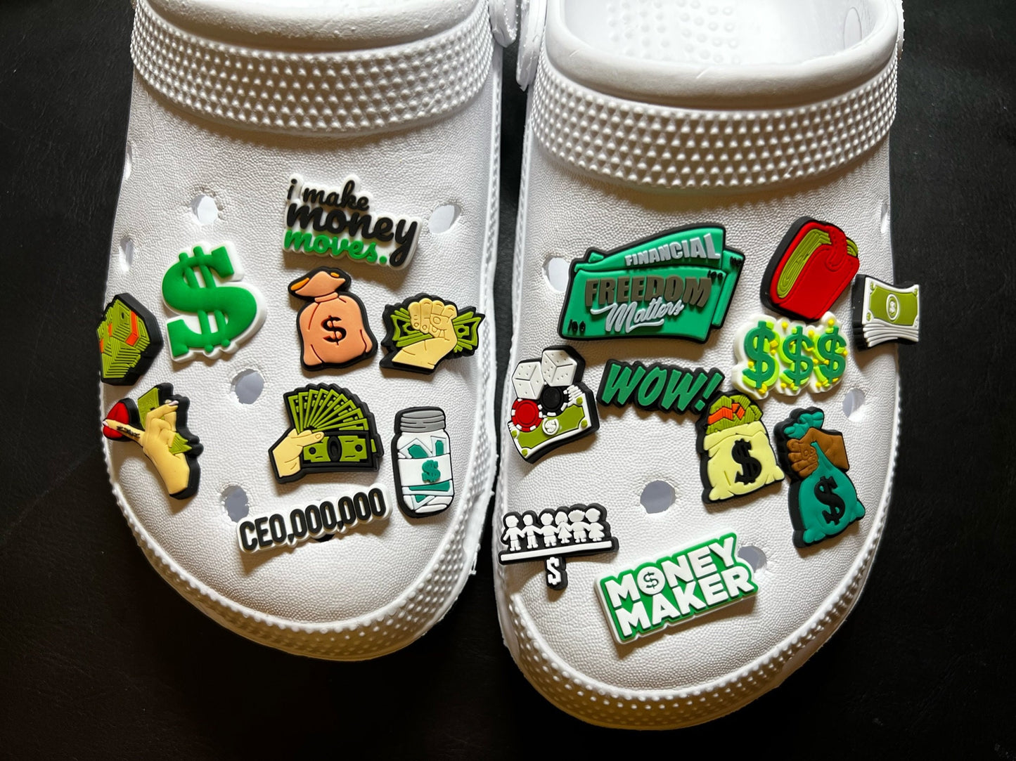Money dollar sign money make dice cash shoe charms