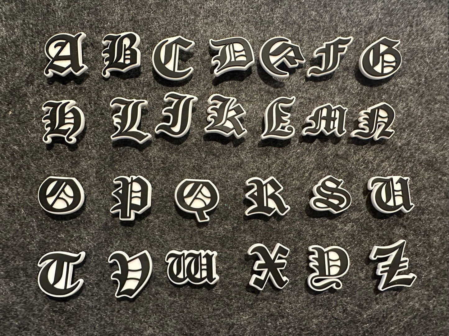 Ancient greek alphabet Design Kids Alphabet Letter Shoe Charms Black and White