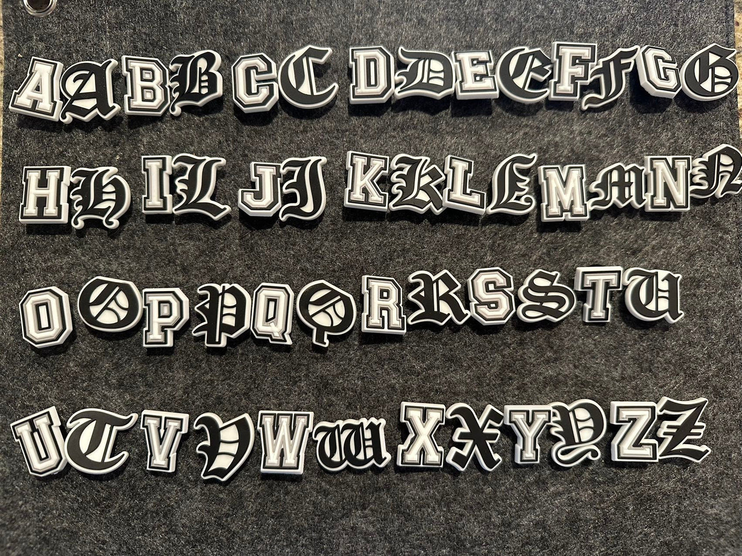 Ancient greek alphabet Design Kids Alphabet Letter Shoe Charms Black and White