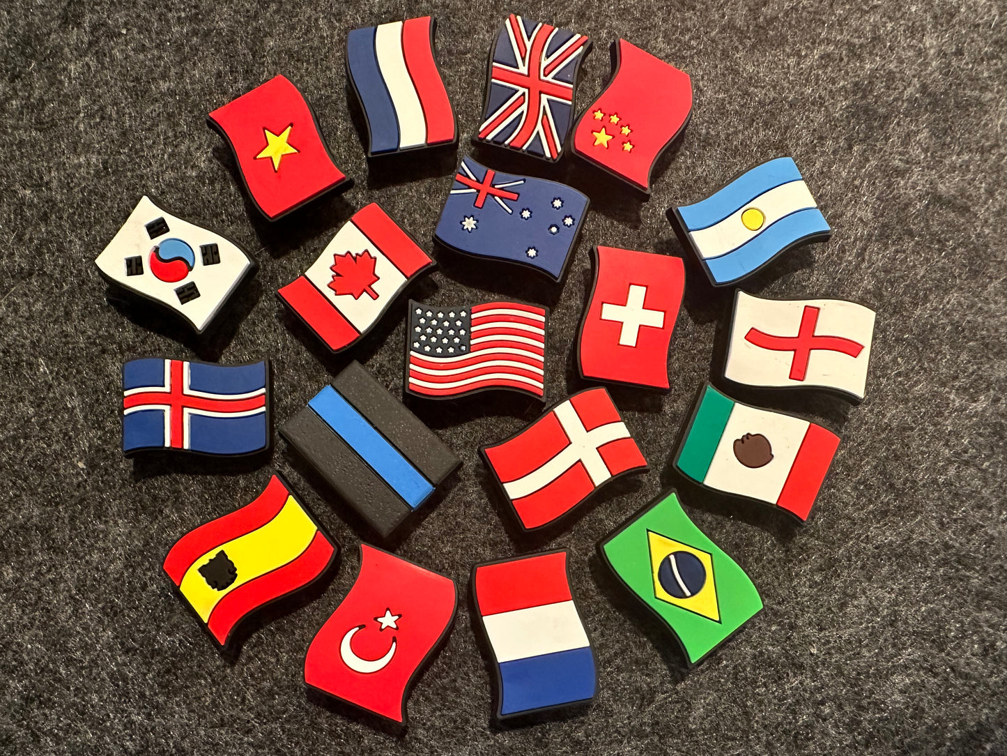 Bandera del país EE. UU. Canadá Brasil Corea del Sur China y más Diseño de dijes para zapatos La mejor calidad