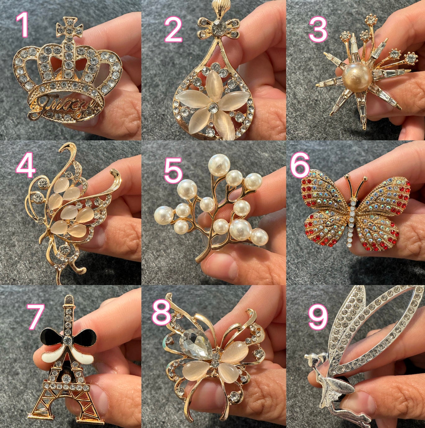 Metal GEM Butterfly Silver Diamond Flower Pearl Flower Eiffel Tower Theme Unique Special Croc Shoes Valentine's Day Gift