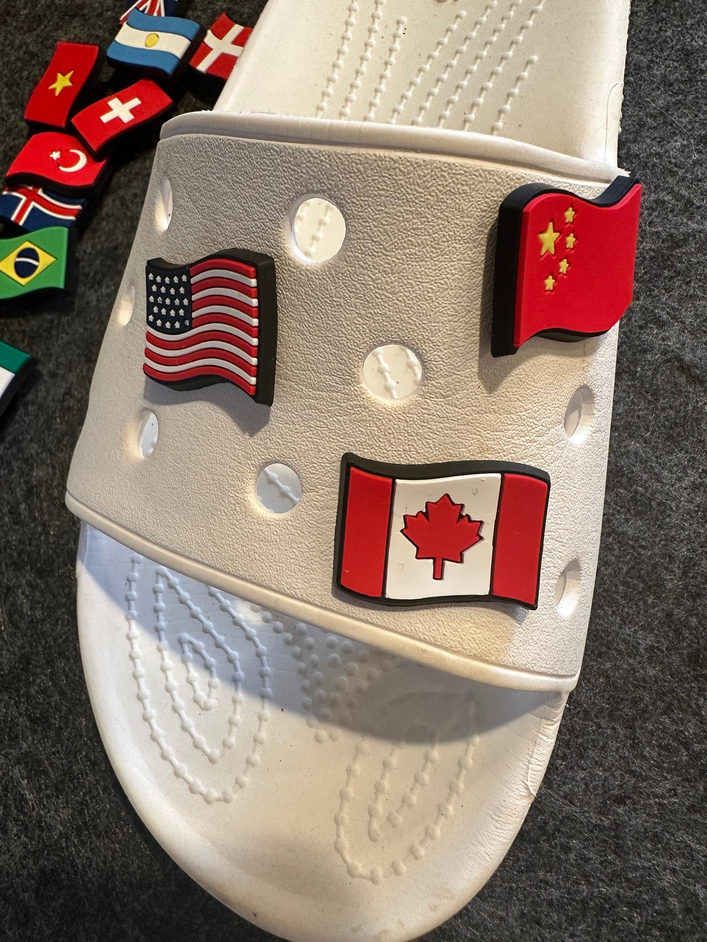Bandera del país EE. UU. Canadá Brasil Corea del Sur China y más Diseño de dijes para zapatos La mejor calidad