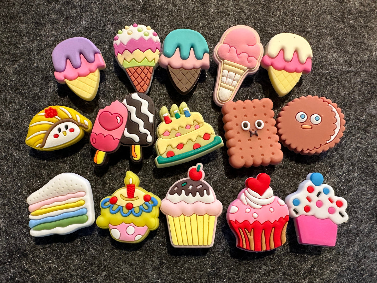 Yummy sweet Food party food and more shoe charms