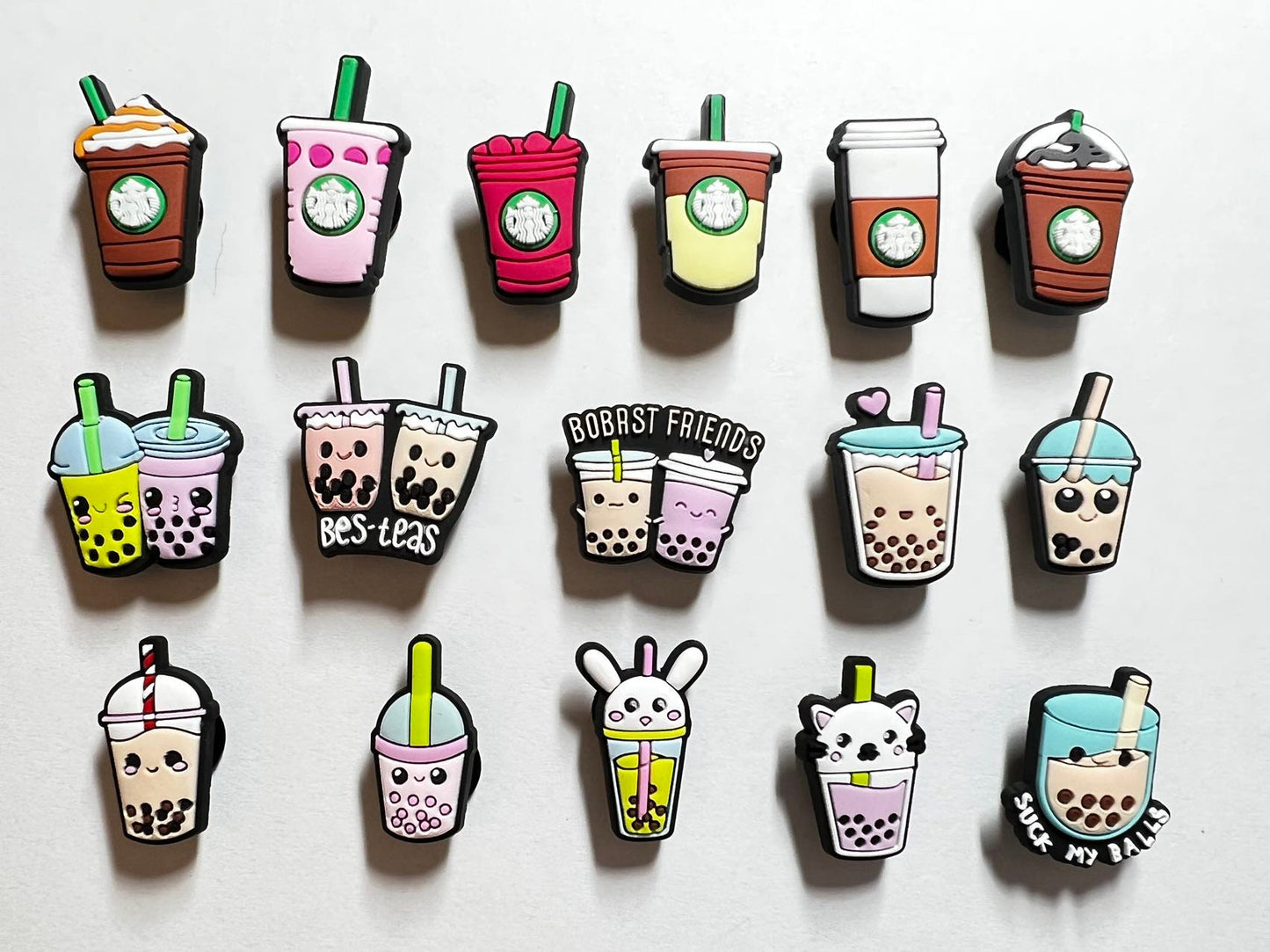 Té de burbujas Té Boba Café y más bebidas amuletos para zapatos